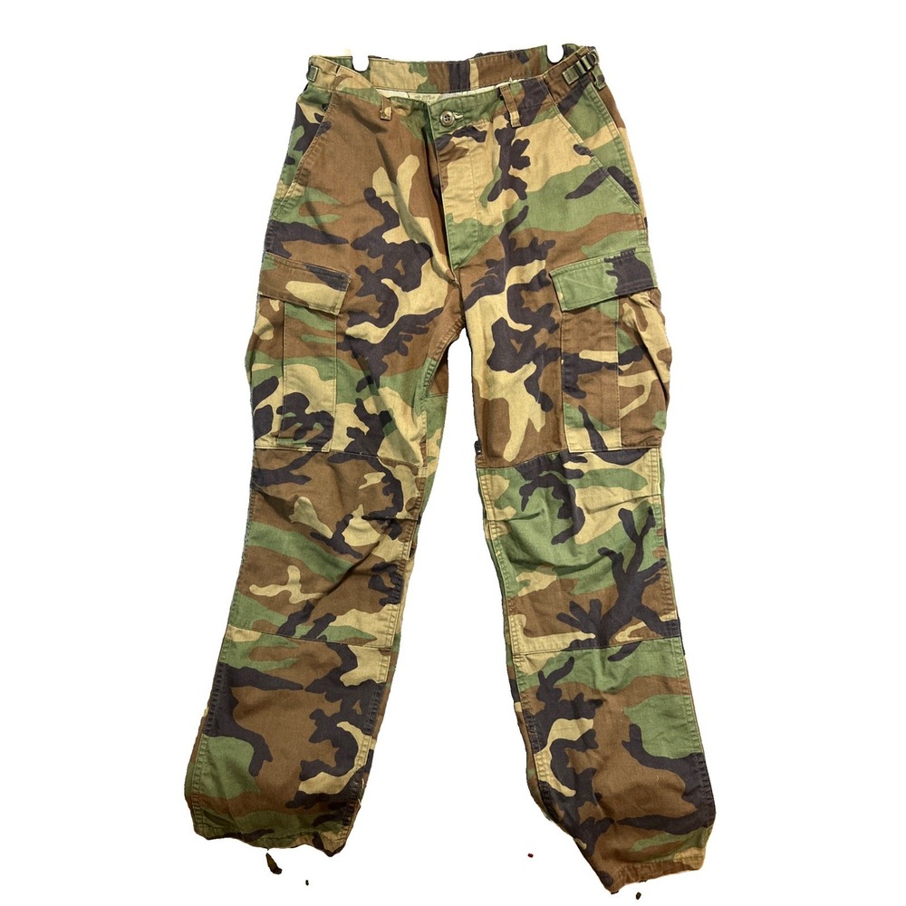 VTG Woodland Camo BDU Cargo Pants Trousers Medium Regular No Fading
